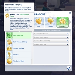 Social Media Star Aspirations By KiaraSims4Mods Spanish Translation