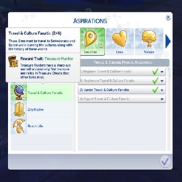 Travel Culture & Fanatic Aspiration By KiaraSims4Mods Spanish Translation
