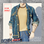 Unbuttoned Side Fold Rolled Up Sleeves Denim Jacket with Undershirt logo