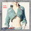 Rolled Up Long-sleeves Crop Design Pulled Back Denim Jacket logo