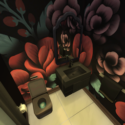 Dark Floral Powder Room