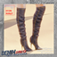 Vintage Denim Suede Knee High Pointed Toe Boots logo