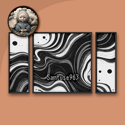 HQ Achromatic Modern Triptych #3 Sellable Extra E Samtuse963 logo