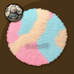 Pastel Fluffy Round Dance Rug #23 Samtuse963