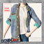 Child's Unbuttoned Side Fold Rolled Up Sleeves Denim Jacket with Undershirt logo