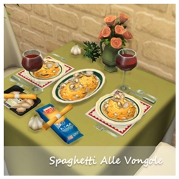 Spaghetti with clams personalized food by Oni Spanish translation
