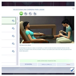 Nail Technician Active Career by kiarasims4mods spanish translation