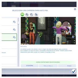 Active career as a stylist by kiarasims4mods Spanish translation