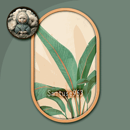 HQ Minimalist Plant Oval Frame #2 Samtuse963