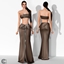 Leather belt style bandeau top and fold over zipper detailed leather moto skirt logo