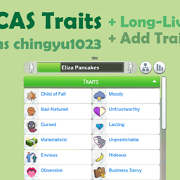 More CAS Traits Mod + Long-Lived Traits + Add Traits Menu by chingyu | Chinese Translation logo