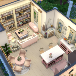 Cute Pink Cottagey Kitchen Dining & Living Room