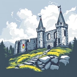castle ruins + logo