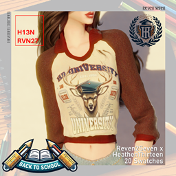 Women's Classic Raglan Collared Long-sleeves University Tee Shirt logo
