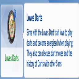 Loves Darts Trait By KiaraSims4Mods Spanish Translation