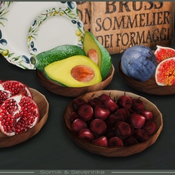 FRUIT TRAY Pomegranate, fig, avocado and cherry by somik_severinka Translation into Spanish