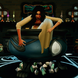 SimmerSomar | Pose | Halloween - Monster coming out of cauldron logo