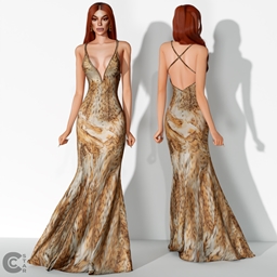 Flowing Cheetah Printed Gown logo