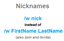 Nicknames