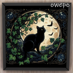 Mystical Moonlit Cat Portrait