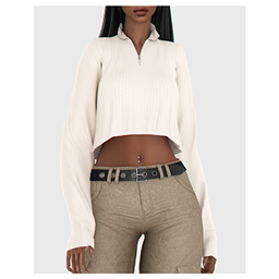 Zipper Ribbed Turtleneck