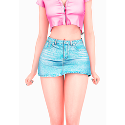 Meow Denim Skirt