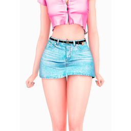Meow Denim Skirt (with belt)