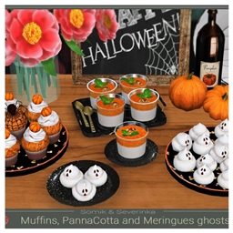 Meringue ghosts, cupcakes and pumpkin  by Somik and Severinka Spanish translation.