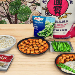 Trad FR Spicy Tofu with Coconut Sauce with Rice & Green Beans Custom Recipe Insimnia
