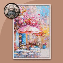 Pastel Bistro Landscape Painting #2 Sellable Extra A Samtuse963