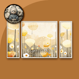 HQ Abstract Garden Triptych #2 Sellable Extra E Samtuse963