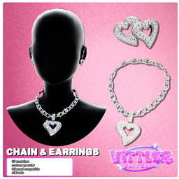Unlimed Heart Chain Necklace and Earrings