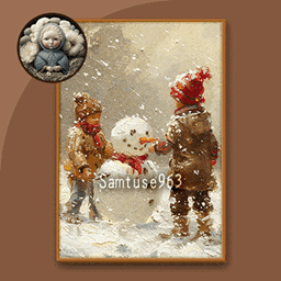 Winter Kids Oil Painting #1 Sellable Extra A Samtuse963