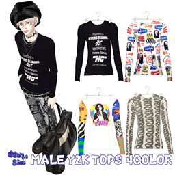 C / Male Y2K tops 4color logo