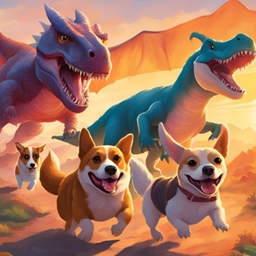 Dragons Dinos and Corgis logo