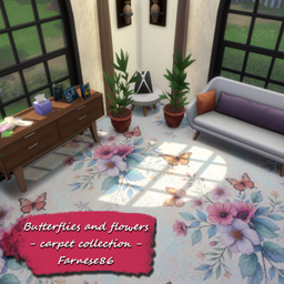 Butterflies and flowers - carpet collection - The Sims 4 Build / Buy ...