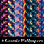 Cosmic Patterned Wallpaper, Set 4