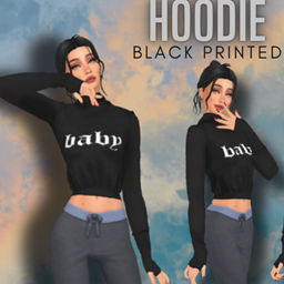 BLACK PRINTED HOODIE 