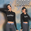 BLACK PRINTED HOODIE  logo