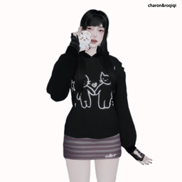 [charon&roqiqi]cat sweatshirt set logo