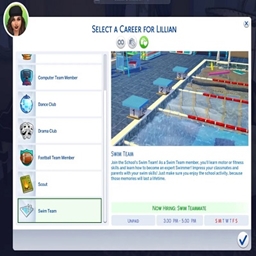 Swim Team School Activity - kiarasims4mods / translation spanish by dokimtz