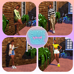 Pose Pack : Cute Girl by the Wall