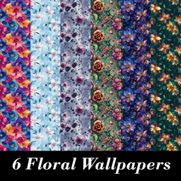 Floral Patterned Wallpaper, Set 7