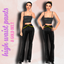 FOR LONGER & THINNER/  HIGH WAIST PANTS WITH GOLD BELT logo