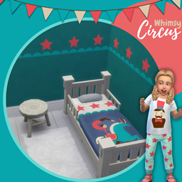 Whimsy circus toddler cc bedroom set with toddler bed: wallpaper, beds & growth chart logo