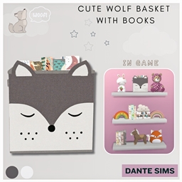 Cute wolf basket with books