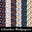 Feather Patterned Wallpaper, Set 1