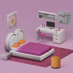 Bright & Bold Set / Cute Pink Bedroom Set