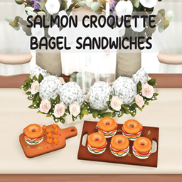 Salmon Croquette Bagel Sandwiches by AlwaysJustJay / translation spanish by Monisims
