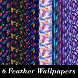 Feather Patterned Wallpaper, Set 2